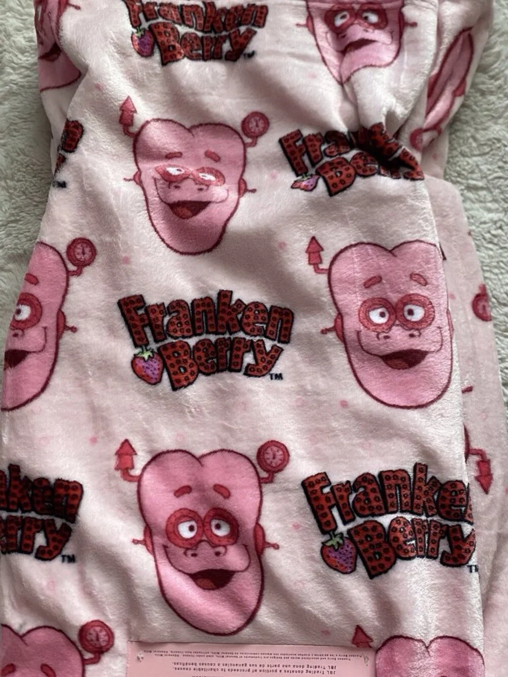 Franken Berry Monsters Cereal Pink Oversized Plush Throw Blanket 60” X 70” NEW